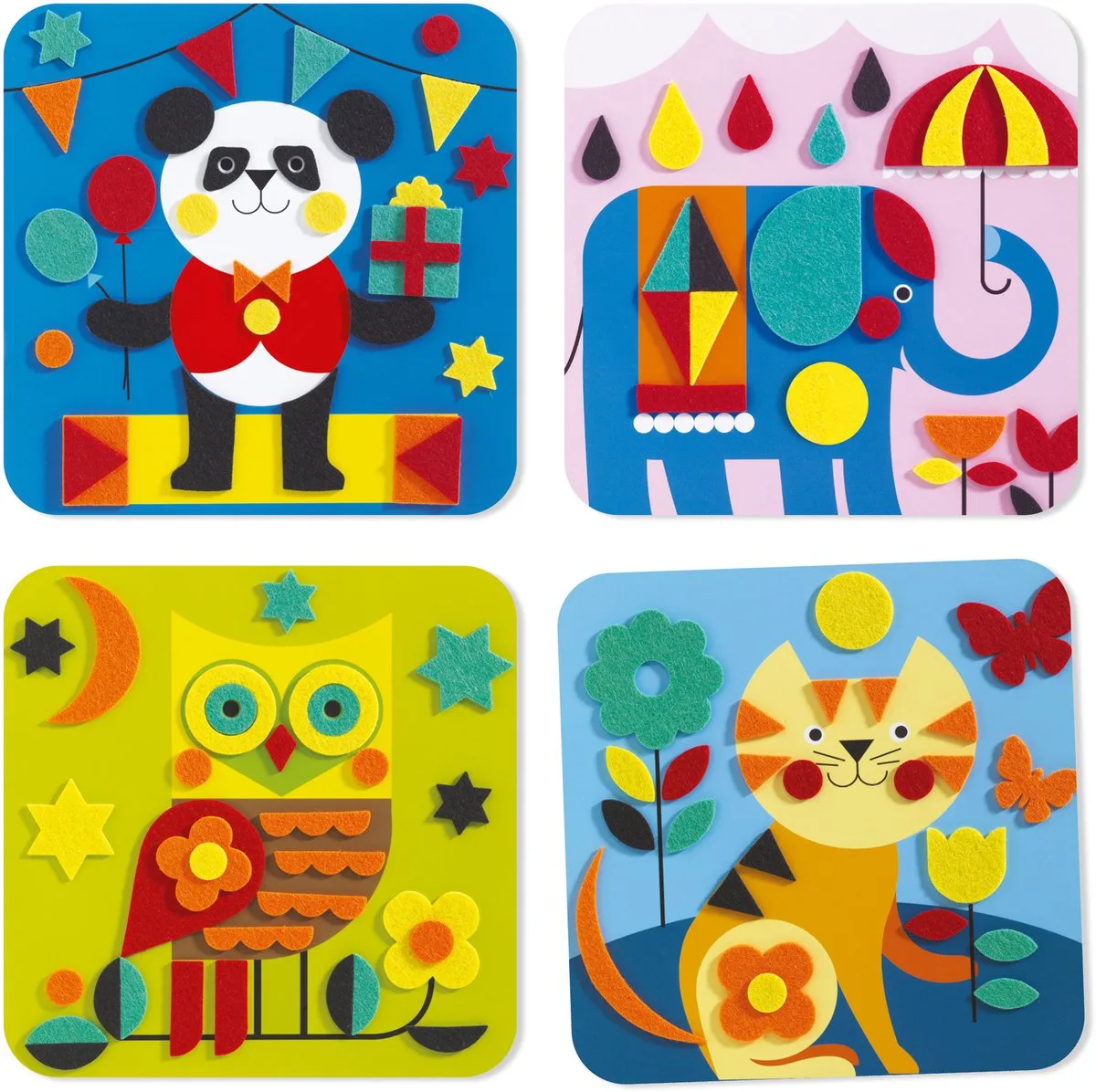 collage knutselset zachte dieren - viltstickers FSC. de Djeco en Multicolore – photo du produit
