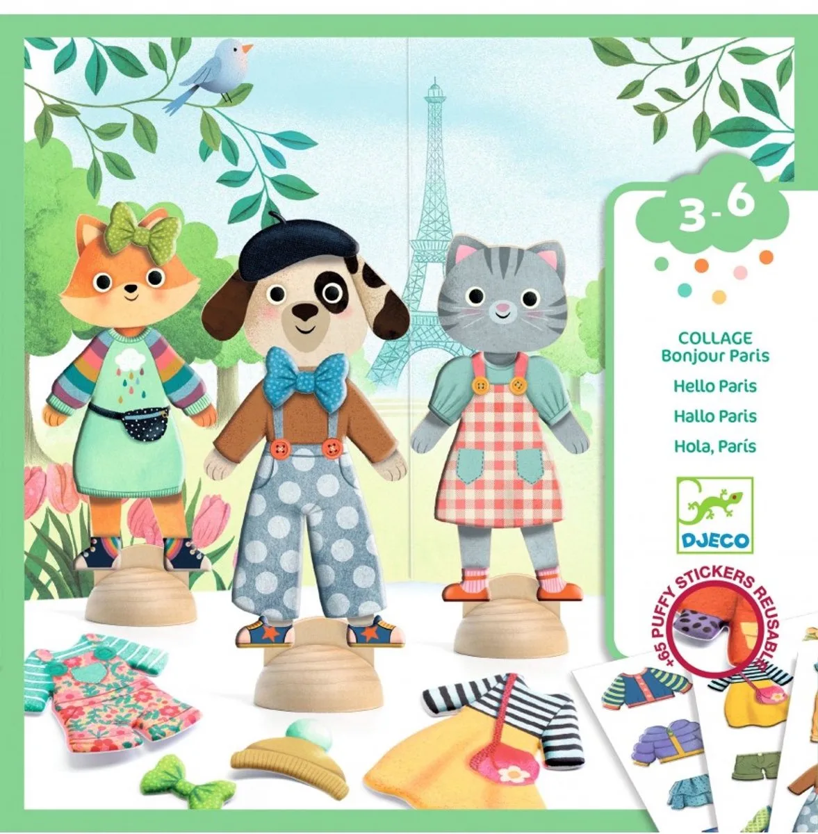 collage speelgoed Bonjour Parijs - creatief knutselpakket. de Djeco en Multicolore – photo du produit