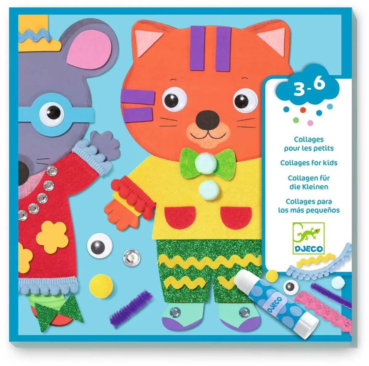 creatieve collage set - plakken en versieren voor kinderen. van Djeco in Meerkleurig – productfoto