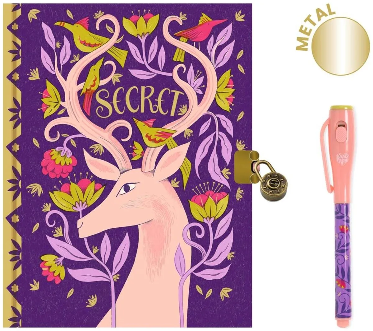 Dagboek A-5 met magic pen en slot van Djeco in Meerkleurig – productfoto