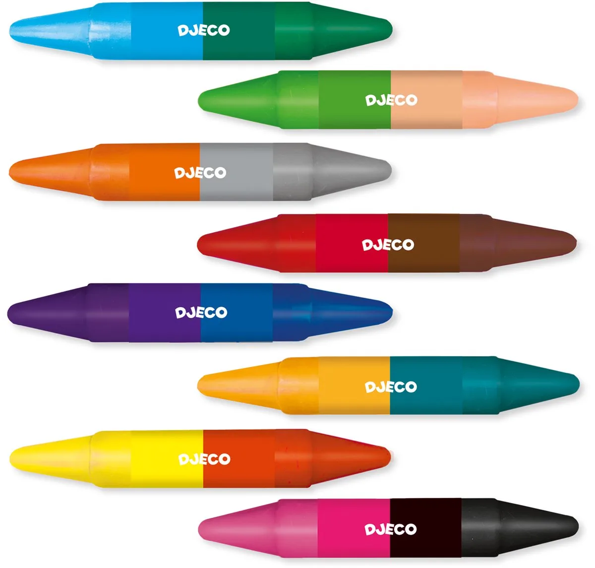 Djeco 2in1 Waskrijtjes | 8 stuks | 16 kleuren från Djeco i Flerfärgad – produktbild