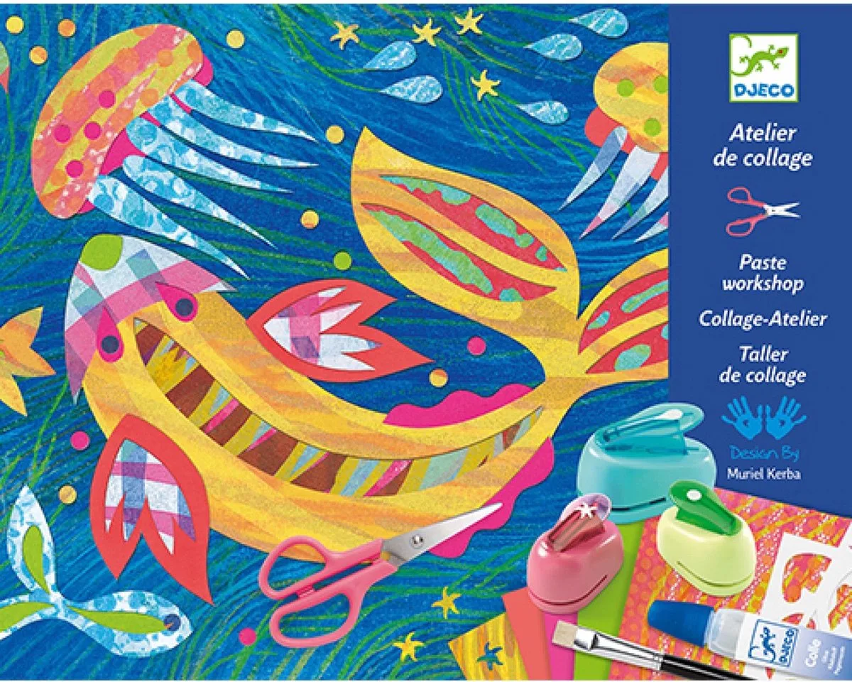 Djeco Collages en Sjablonen Onder de zee de Djeco en Multicolore – photo du produit