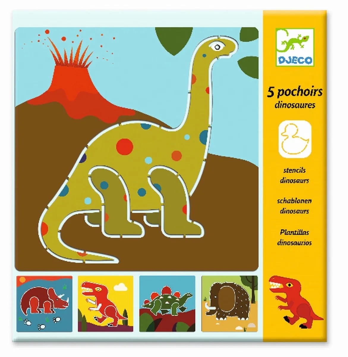 Djeco Sjablonenset Dino de Djeco en Multicolore – photo du produit