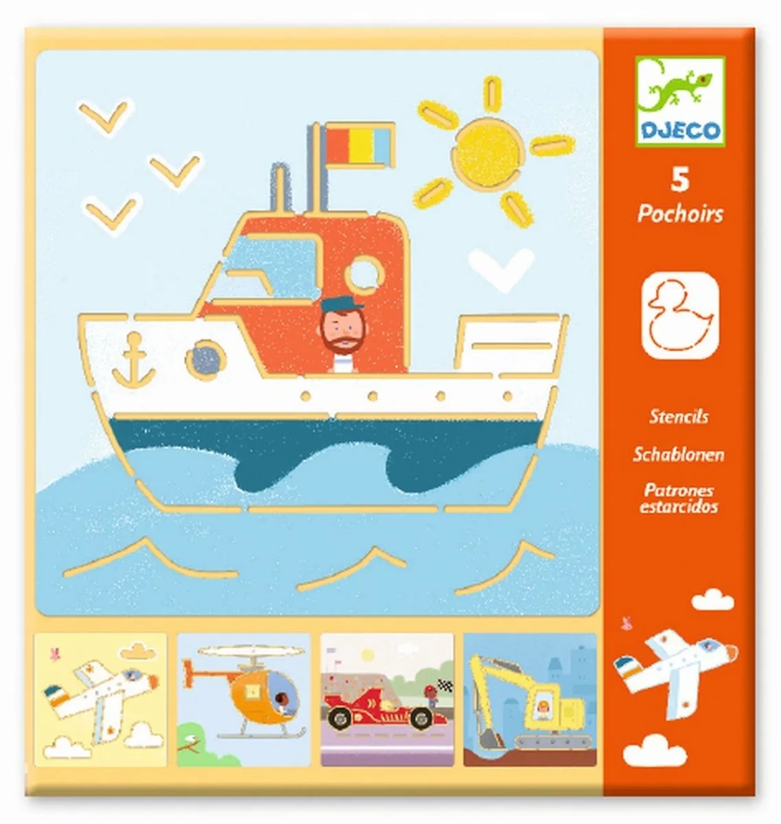 Djeco Sjablonenset Transport &Co fra Djeco i Flerfarvet – produktbillede