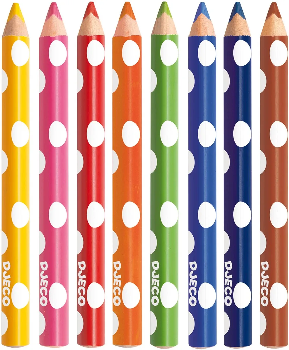 Driehoekige Kleurpotloden | 8 kleuren fra Djeco i Flerfarvet – produktbillede