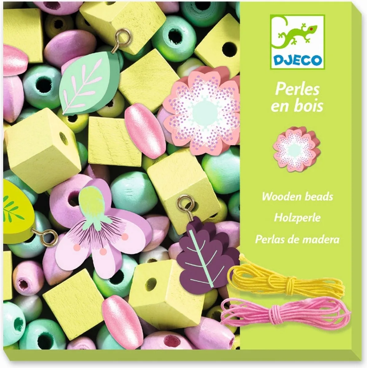 Houten Parels Bloemen en Blaadjes - 4+ by Djeco in Multicolour – product photo