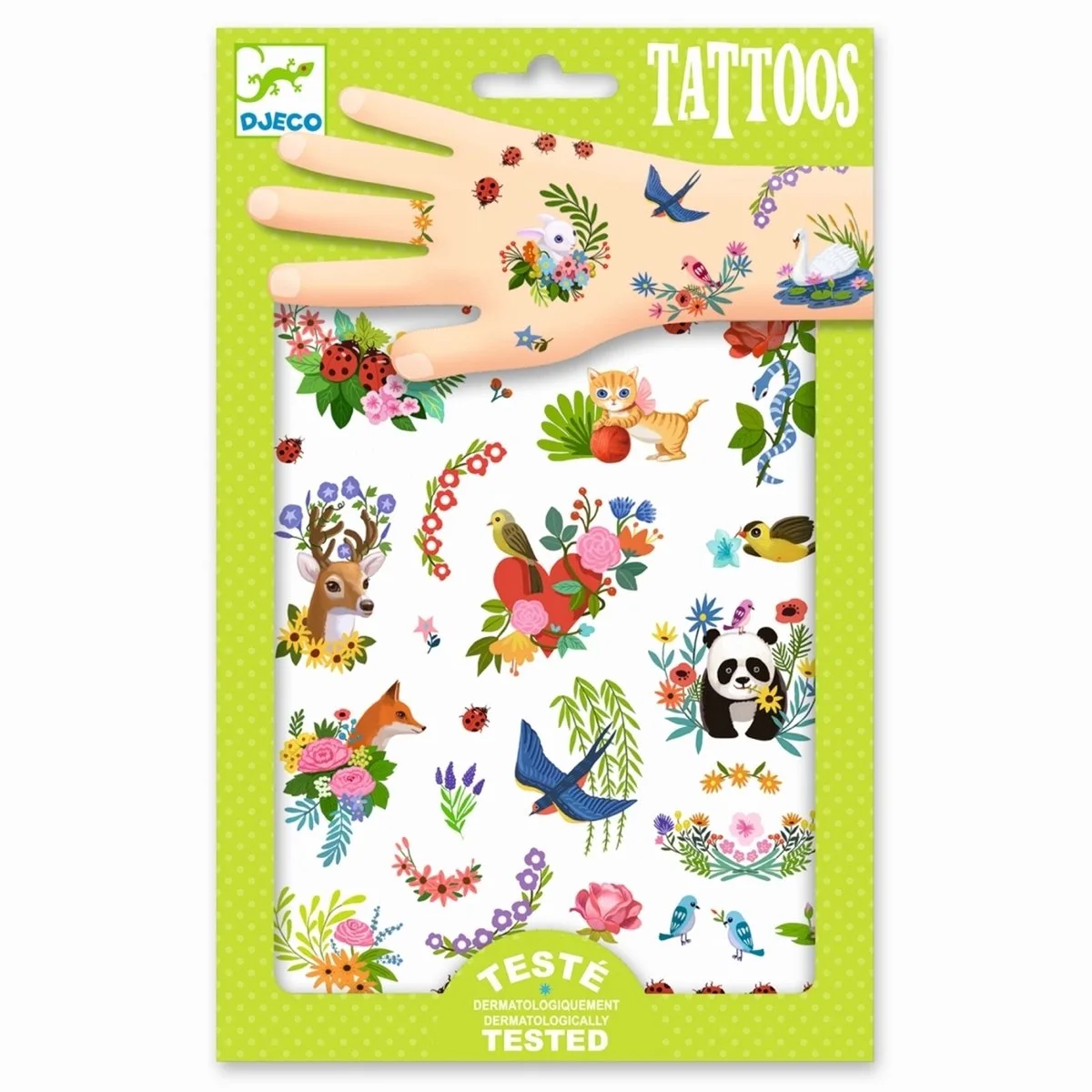Huidvriendelijke tattoos Happy Spring - dermatologisch getest van Djeco in Meerkleurig – productfoto