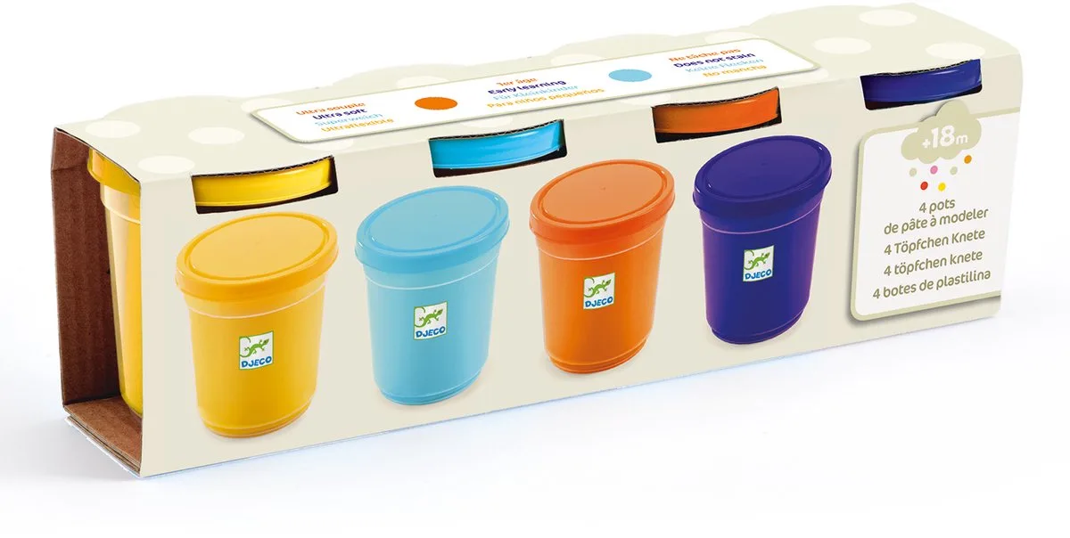 kleien 4 tubs of play dough, Plain van Djeco in Meerkleurig – productfoto