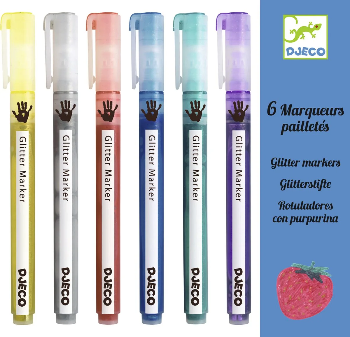kleuren 6 Glitter Markers - Classic de Djeco en Multicolore – photo du produit