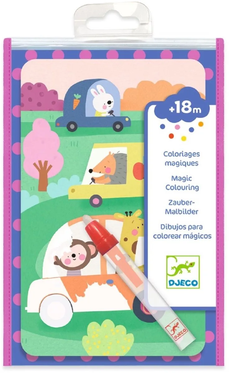 kleurplaten Op weg - magisch waterkleurboek voor peuters. von Djeco in Mehrfarbig – Produktfoto
