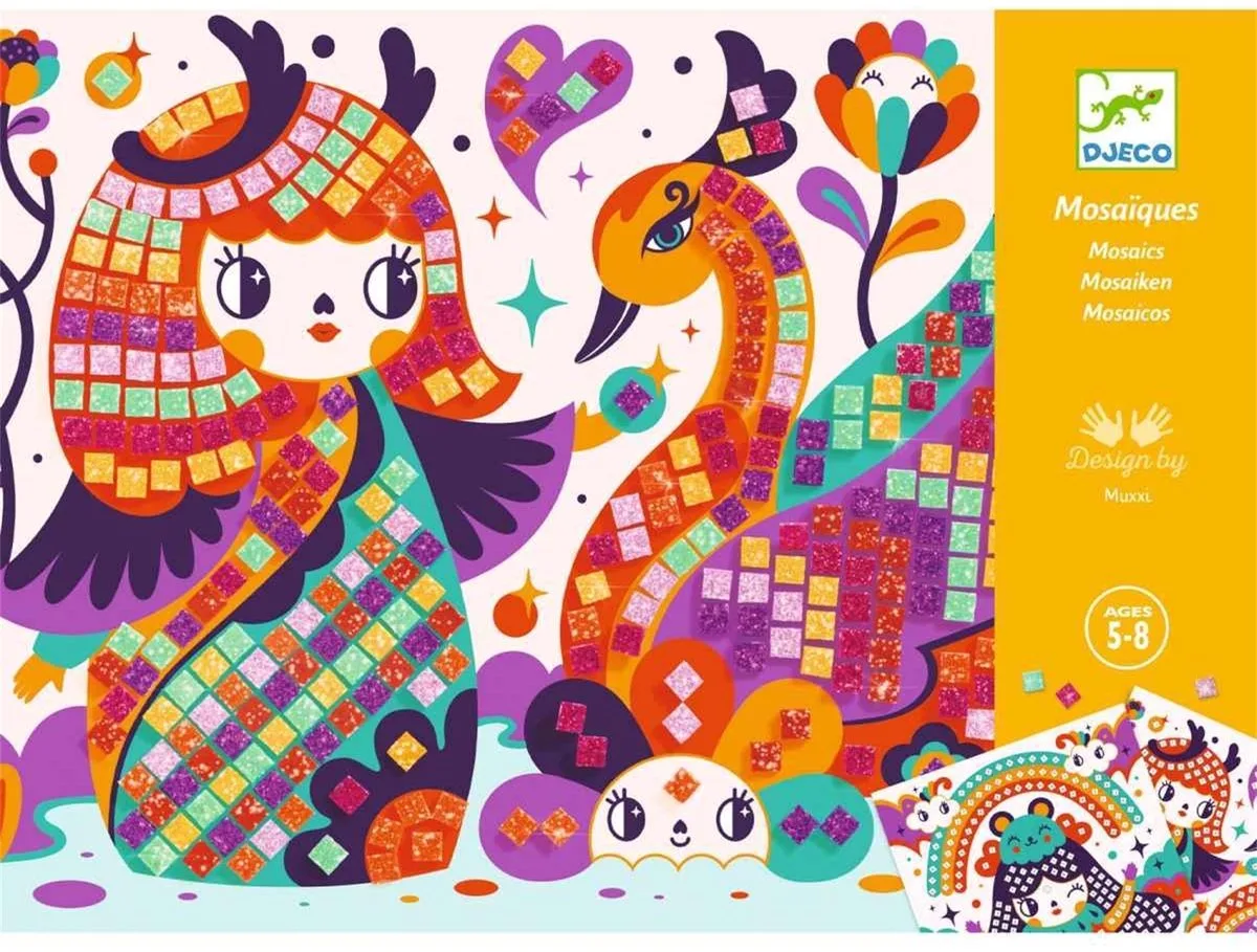 mozaïek knutselset Kokeshi - creatieve collage FSC. van Djeco in Meerkleurig – productfoto