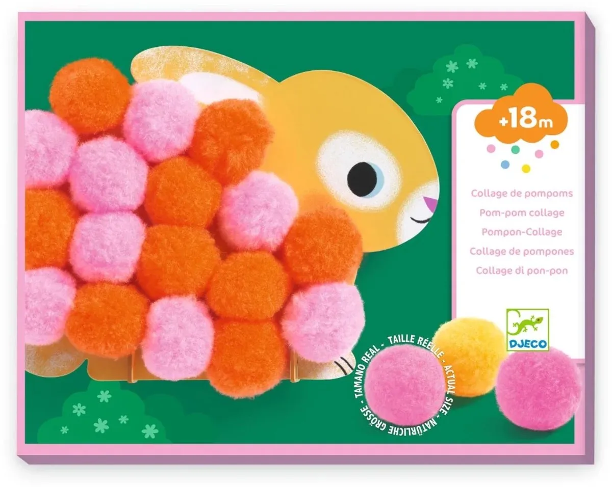 Pompomcollages-dieren en pompomcirkels - 18 maanden + by Djeco in Pink – product photo