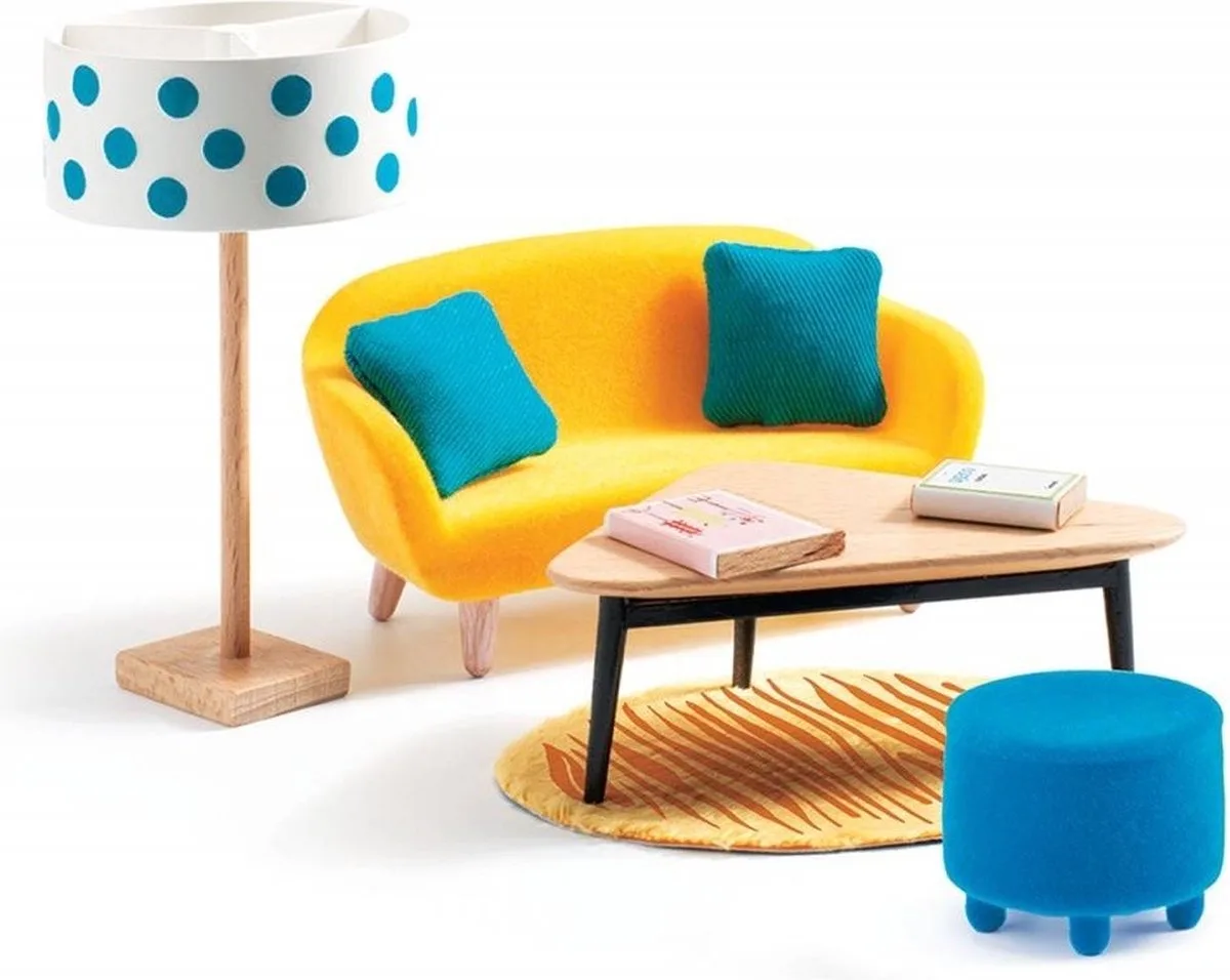 Poppenhuis Meubeltjes | Woonkamer Set von Djeco in Mehrfarbig – Produktfoto