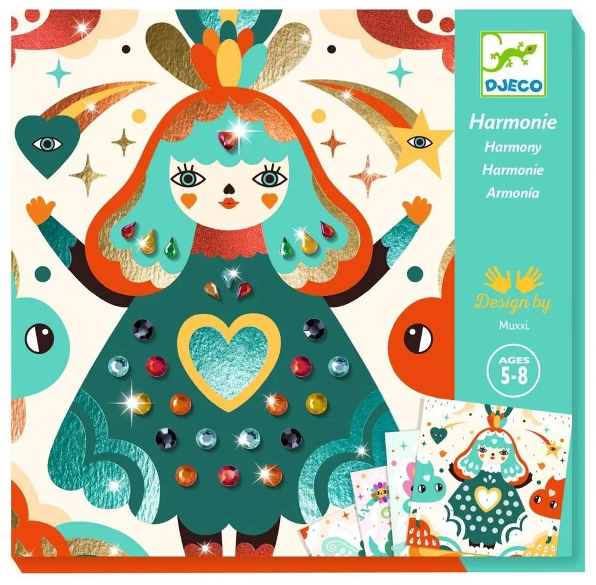 schilderijen metallic Harmony - knutselset metaalfolie en strass. de Djeco en Multicolore – photo du produit