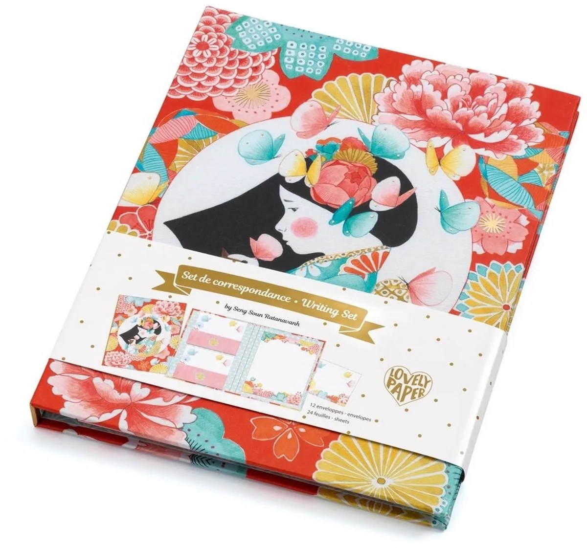 schrijfset Misa - correspondentieset met bloemige illustraties. van Djeco in Meerkleurig – productfoto