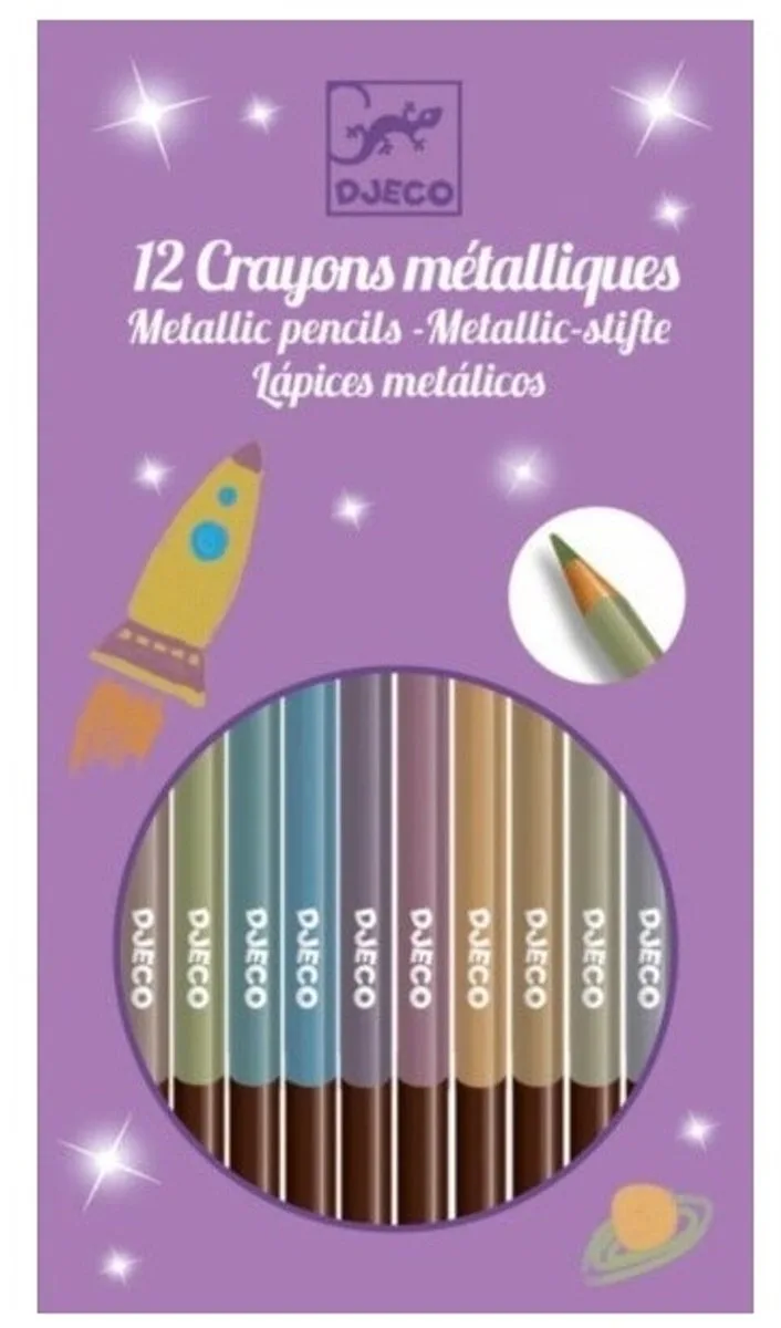Set van 8 Kleurpotloden | Metallic van Djeco in Meerkleurig – productfoto