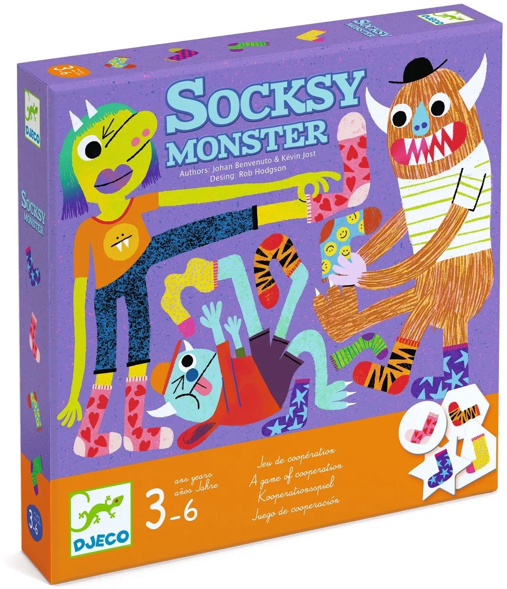 Socksy Monster - Coöperatief spel voor 3-6 jaar - 2-4 spelers von Djeco in Mehrfarbig – Produktfoto