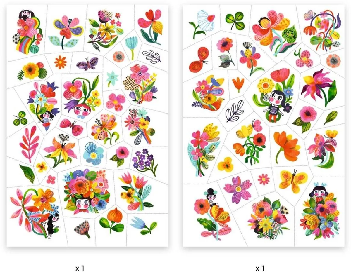 Tatoeages: Bloemenpracht de Djeco en Multicolore – photo du produit