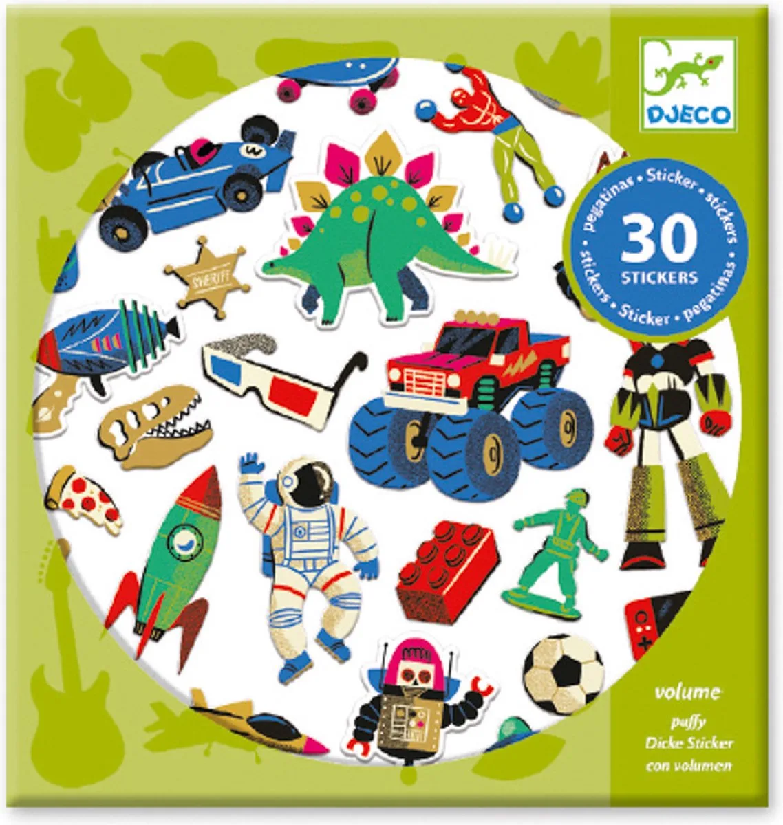 Volumestickers 'Retro Toys' (30) de Djeco en Multicolore – photo du produit