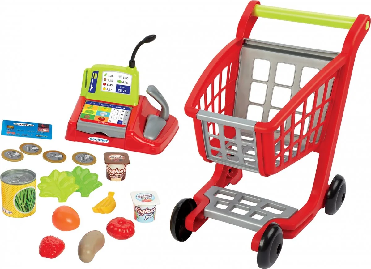 Ecoiffier 100% Winkelwagen, Boodschappen & Kassa från Écoiffier i Flerfärgad – produktbild