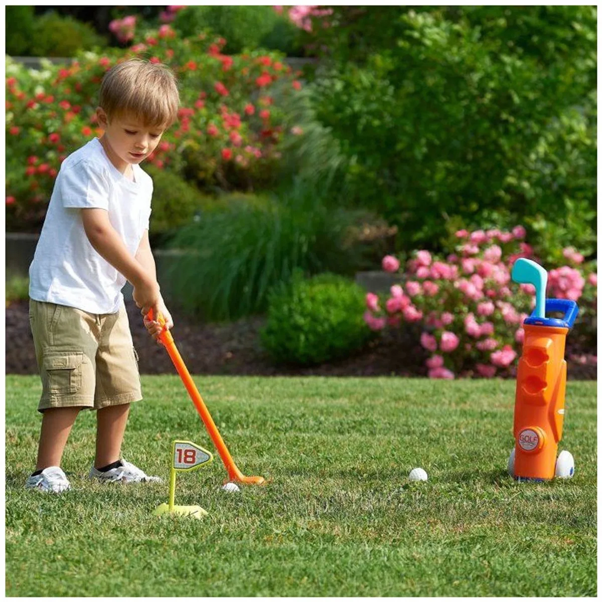 Ecoiffier – 779 – Kindergolfset – Karretje met 2 clubs von Écoiffier in Orange – Produktfoto