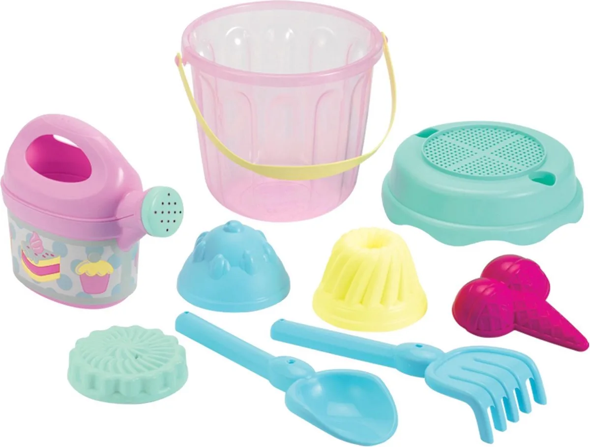 Bucket Set with Pastry Sand Molds 9pcs von Écoiffier in Mehrfarbig – Produktfoto