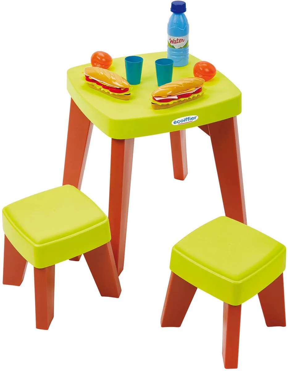 Pic-Nic Table Set and Stool von Écoiffier in Mehrfarbig – Produktfoto