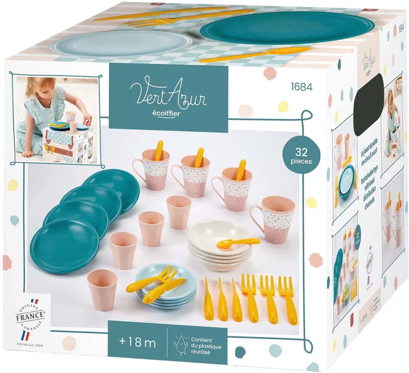 Vert Azur Picknick Speelset met Kartonnen Picknickmand - 32dlg. från Écoiffier i Flerfärgad – produktbild