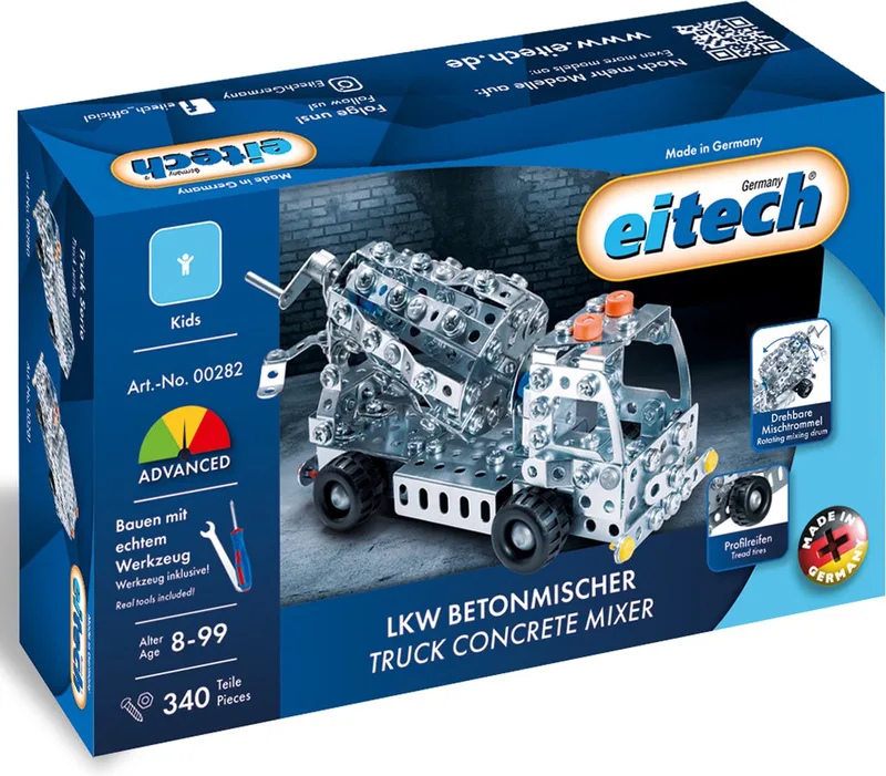 Bouwdoos – Betonmixer Vrachtwagen – 340-delig – Metalen Bouwpakket met Gereedschap – Constructiespeelgoed – Vanaf 8 Jaar de Eitech en Betonmixer Vrachtwagen – 340-delig – photo du produit