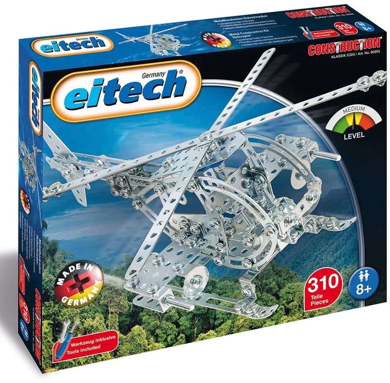 Bouwdoos – Helikopter – 310-delig – Metalen Bouwpakket met Gereedschap – Constructiespeelgoed – Vanaf 8 Jaar by Eitech in Helikopter – 310-delig – product photo