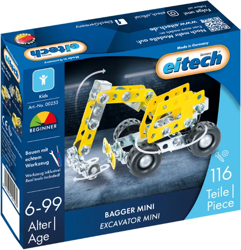 Bouwdoos – Mini Graafmachine – 116-delig – Metalen Bouwpakket met Gereedschap – Constructiespeelgoed – Vanaf 6 Jaar van Eitech in Mini Graafmachine – 116-delig – productfoto