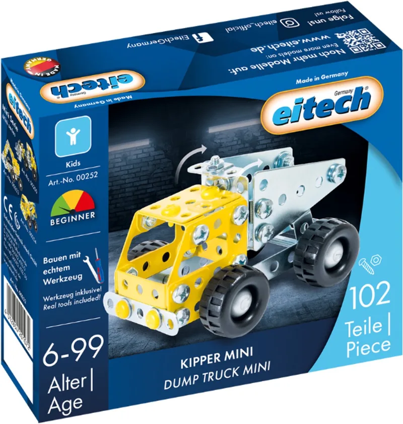 Bouwdoos – Mini Kiepwagen – 102-delig – Metalen Bouwpakket met Gereedschap – Constructiespeelgoed – Vanaf 6 Jaar de Eitech en Mini Kiepwagen – 102-delig – photo du produit
