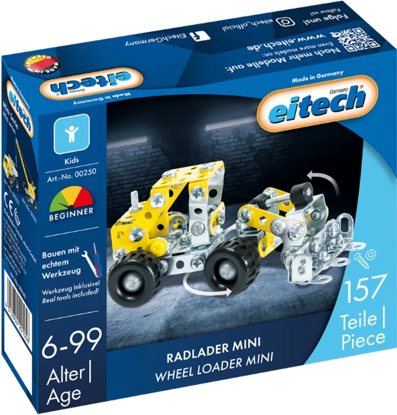 Bouwdoos – Mini Wiellader Shovel – 157-delig – Metalen Bouwpakket met Gereedschap – Constructiespeelgoed – Vanaf 6 Jaar de Eitech en Mini Wiellader Shovel – 157-delig – photo du produit