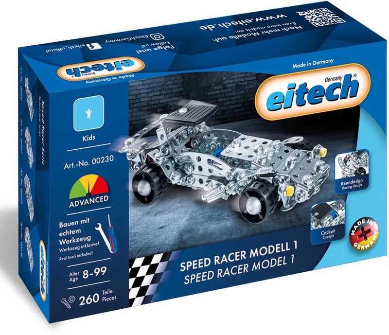 Bouwdoos – Speed Racer Model 1 – 260-delig – Metalen Bouwpakket met Gereedschap – Constructiespeelgoed – Vanaf 8 Jaar by Eitech in Speed Racer Model 1 – 260-delig – product photo