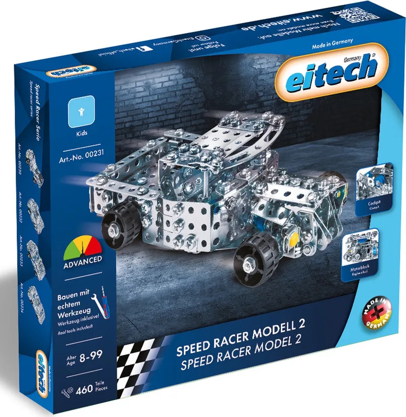 Bouwdoos – Speed Racer Model 2 – 460-delig – Metalen Bouwpakket met Gereedschap – Constructiespeelgoed – Vanaf 8 Jaar by Eitech in Speed Racer Model 2 – 460-delig – product photo