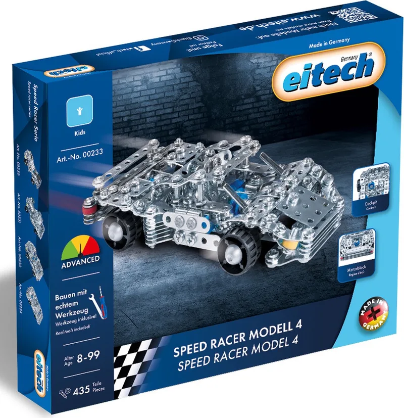 Bouwdoos – Speed Racer Model 4 – 435-delig – Metalen Bouwpakket met Gereedschap – Constructiespeelgoed – Vanaf 8 Jaar by Eitech in Speed Racer Model 4 – 435-delig – product photo