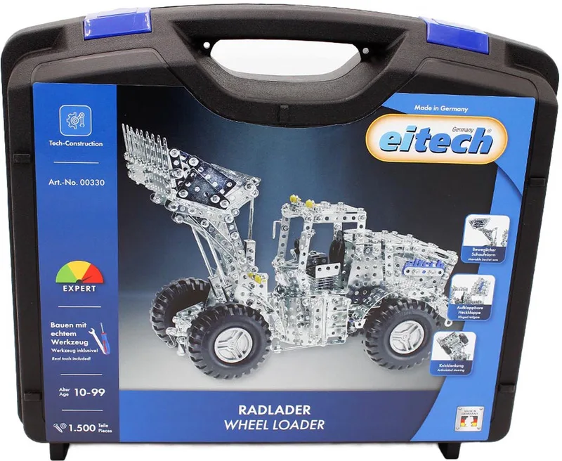 Bouwdoos – Wiellader XL – 1500-delig – Metalen Bouwpakket met Gereedschap – Constructiespeelgoed – Vanaf 10 Jaar by Eitech in Wiellader XL – 1500-delig – product photo