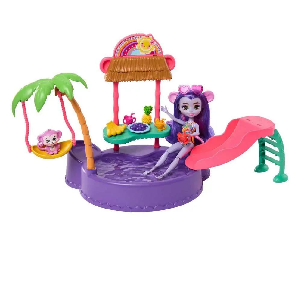 Sunshine Island Aap Met Zwembad En Accessoires Mini Pop från Enchantimals – produktbild