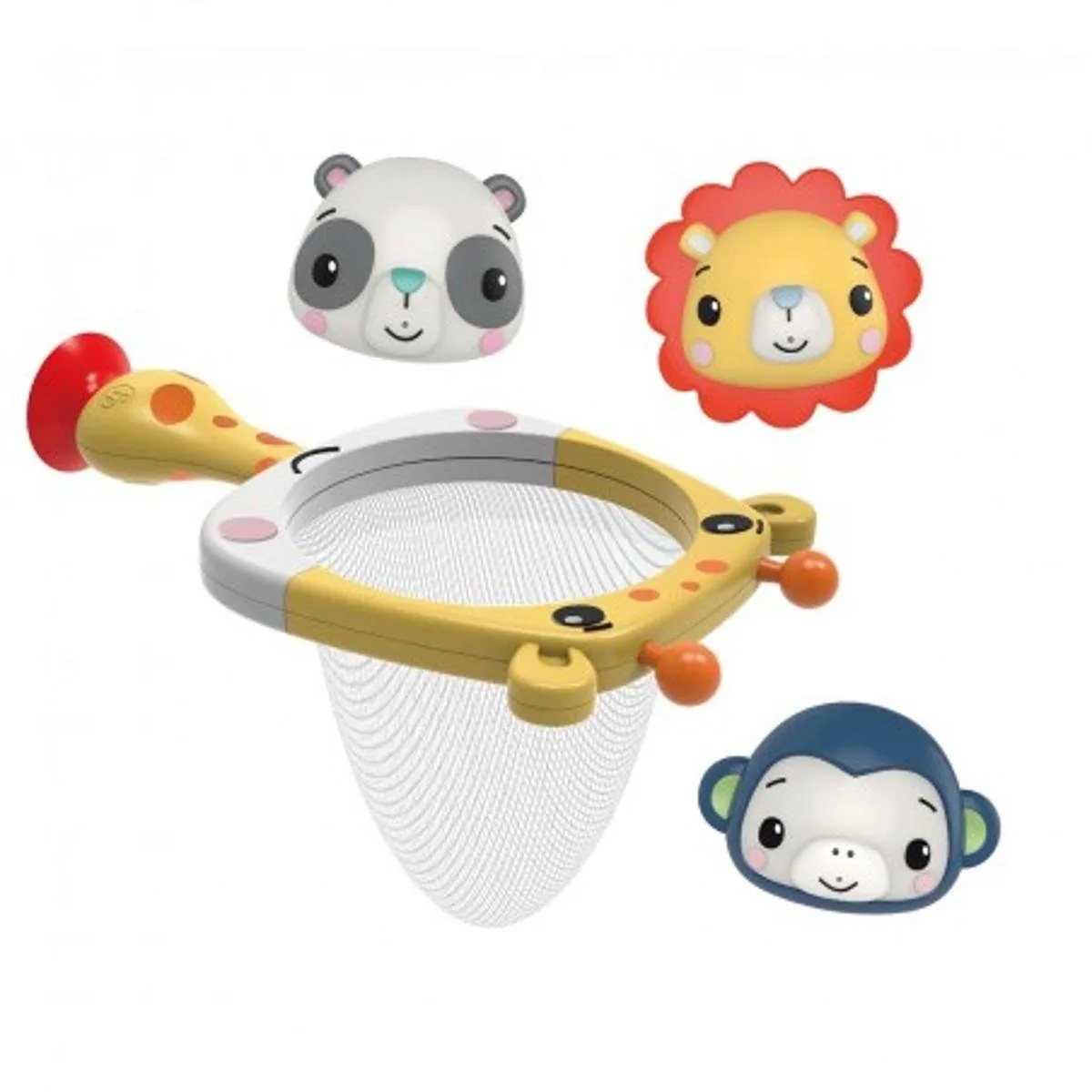 Basketbal Set - Badspeelgoed - Basket met Zuignap en 3 Ballen - Aap, Panda, Leeuw - Met Squeeze von Fisher-Price in Mehrfarbig – Produktfoto