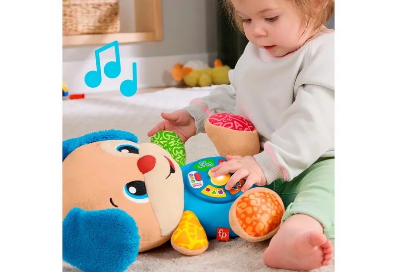 Leerplezier Meegroeispeelgoed Puppy - Muzikale Knuffel von Fisher-Price in Blau – Produktfoto 3 von 5