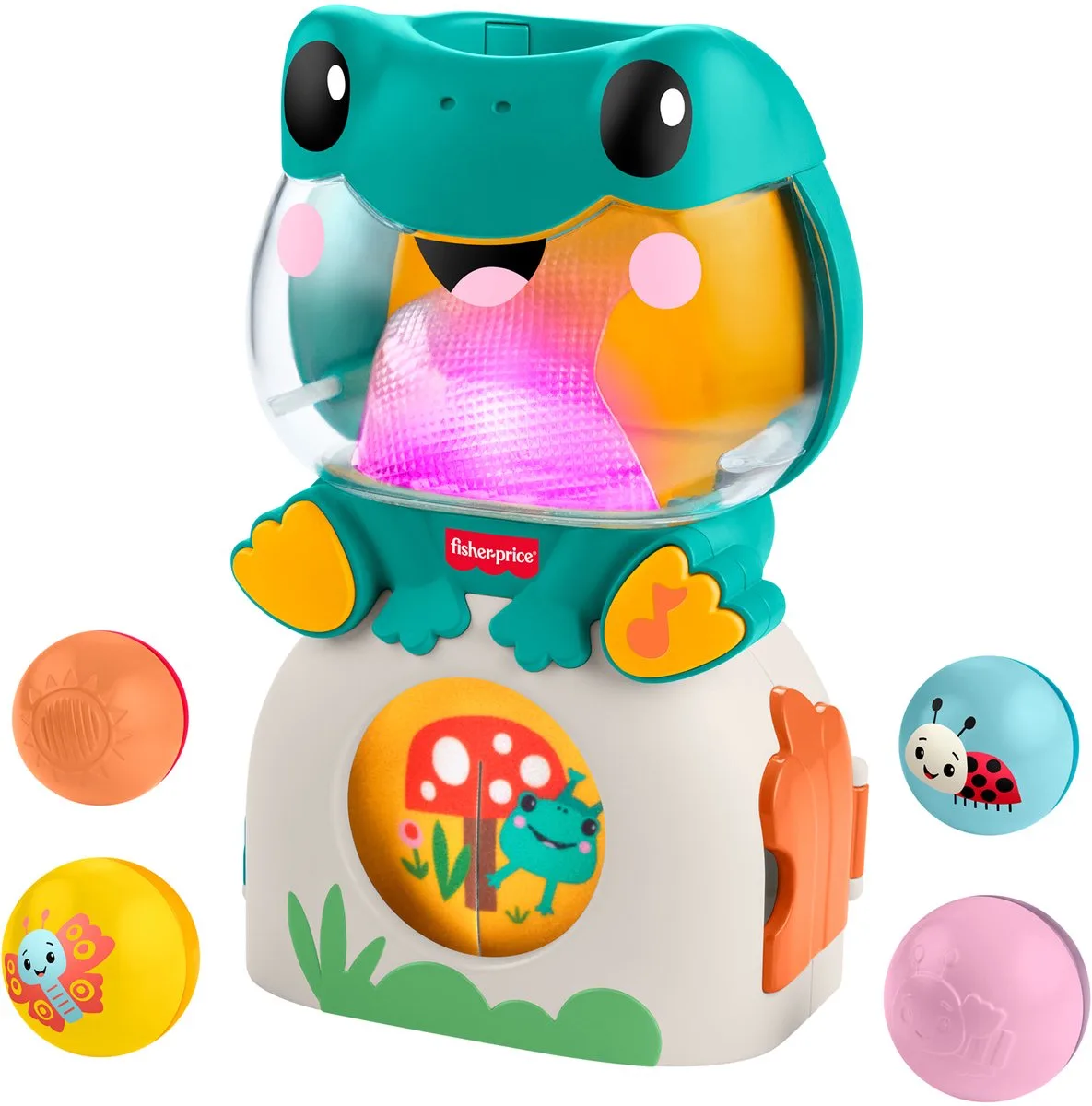 Lichtgevende en Rollende kikker - muzikaal balspel voor baby's en peuters von Fisher-Price in Mehrfarbig – Produktfoto