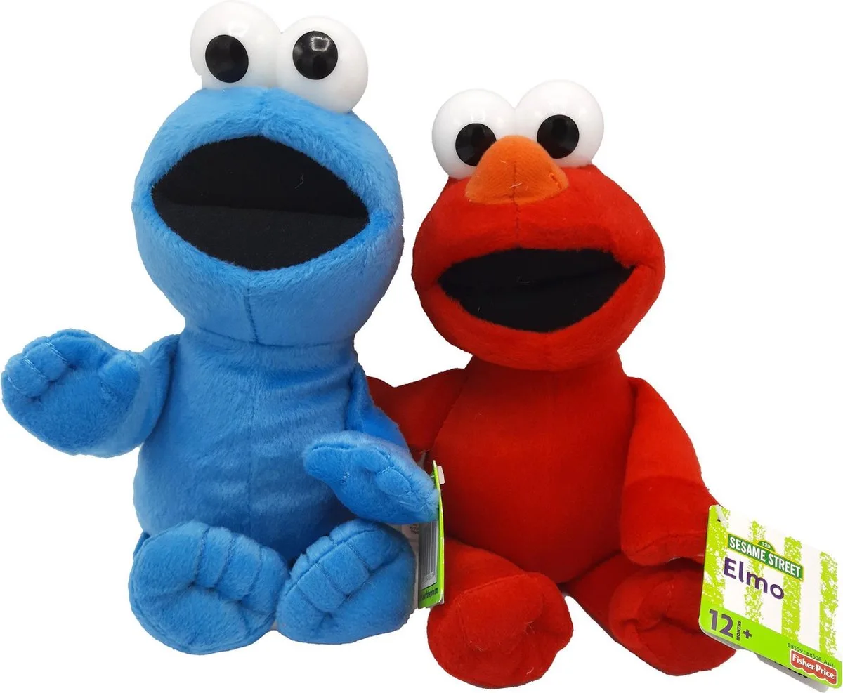 Sesamstraat Knuffel Voordeelset van Fisher-Price in Elmo en Koekiemonster – productfoto