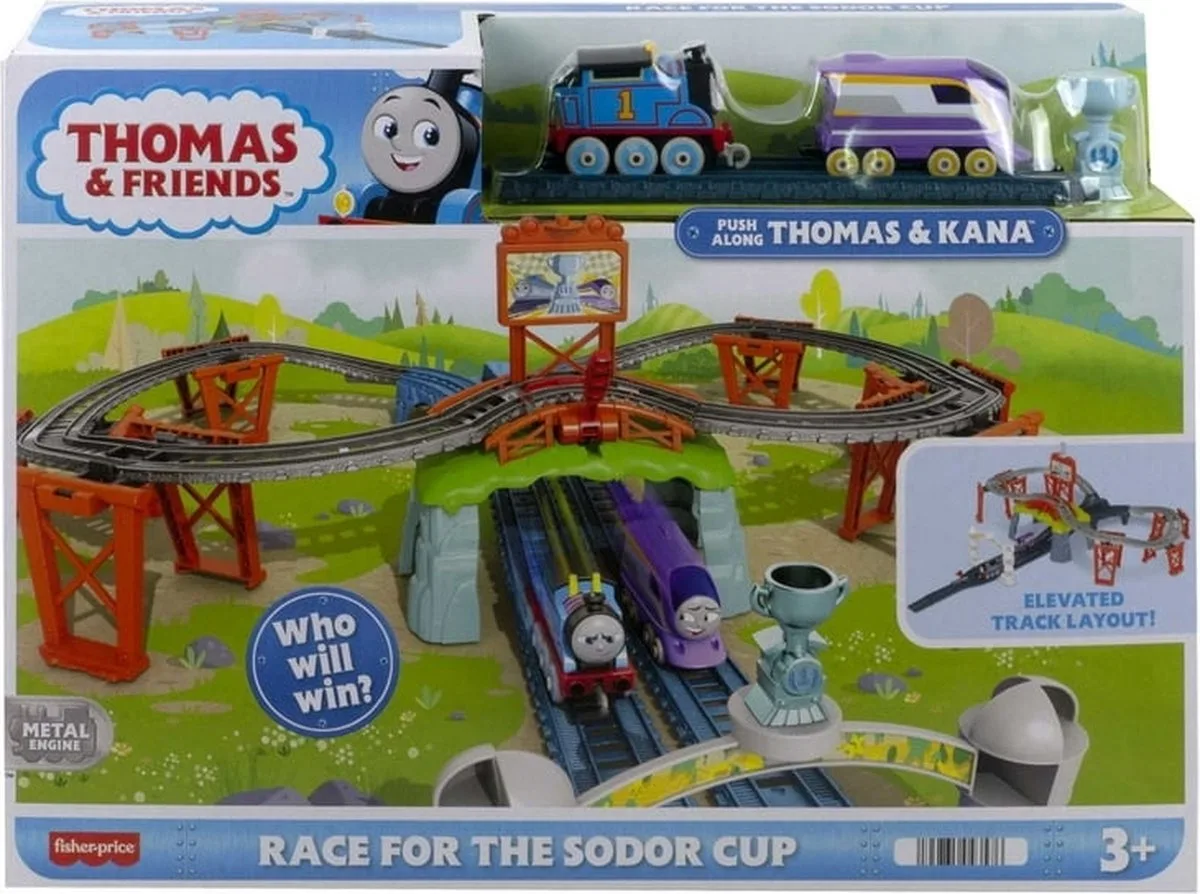 Thomas TrackMaster Push Along Thomas & Kana - Race for the Sodor Cup St [HFW03] van Fisher-Price in Blauw – productfoto