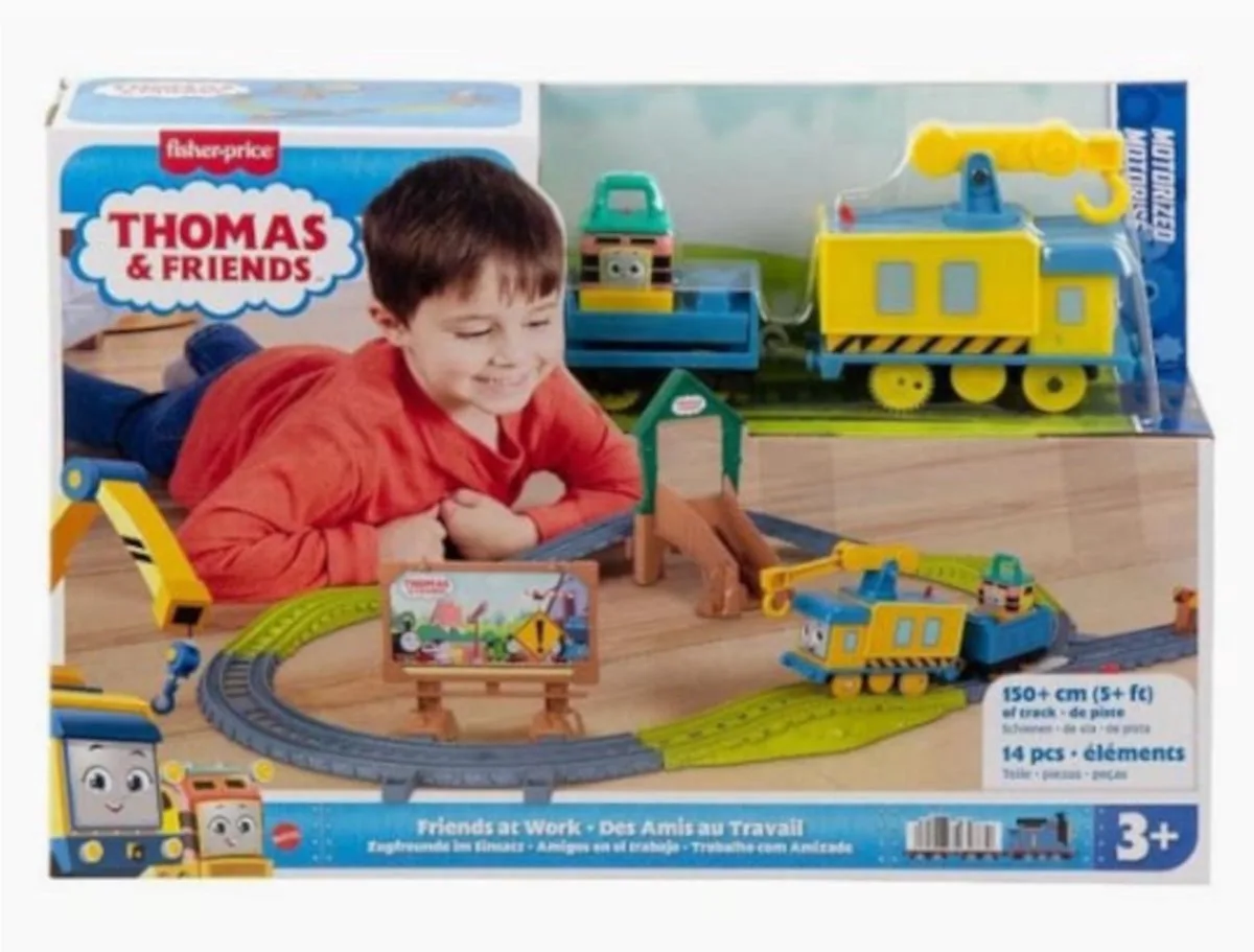 Treinbaan met locomotief en wagon, 14-delig, 150cm spoorlengte de Fisher-Price en Vert – photo du produit