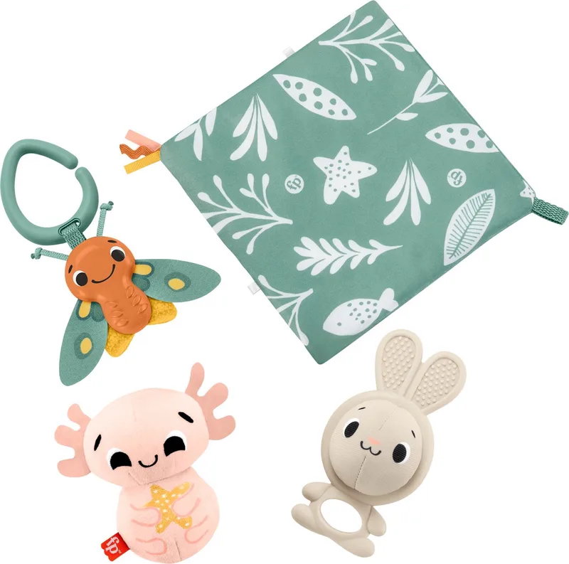 Zintuigen cadeauset - Met bijtring, rammelaar, bal en axolotl met geluidje de Fisher-Price en Multicolore – photo du produit
