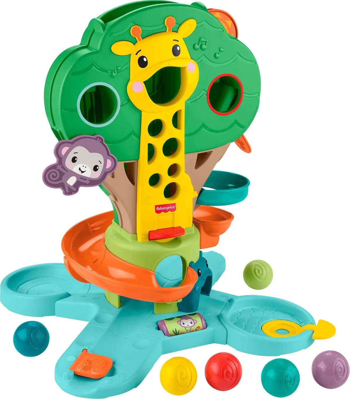 Zit en Sta Jungleboom - Muzikaal ballenspel voor baby en peuter met 6 ballen van Fisher-Price in Meerkleurig – productfoto