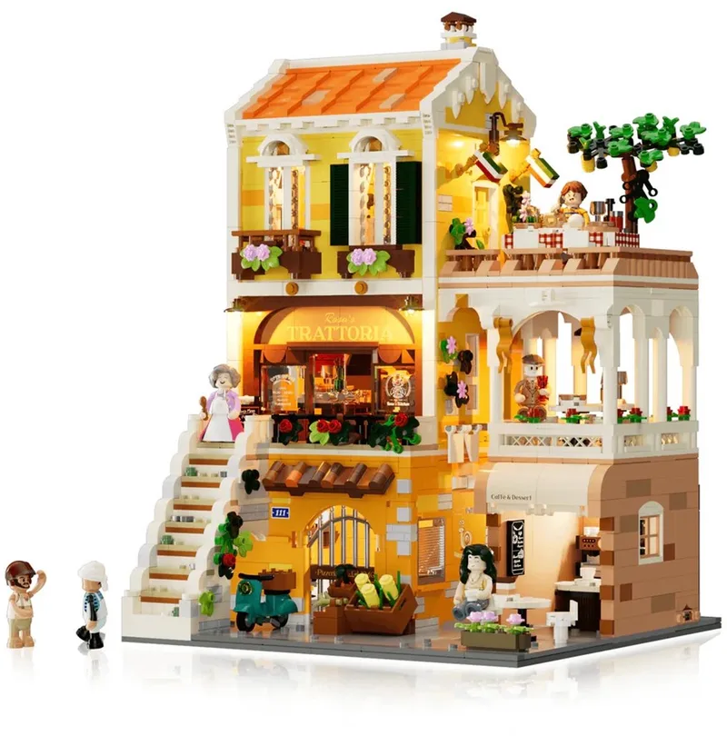 Lumibricks Italian Restaurant - Miniatuur huisjes - DIY modelbouw met 2868 bouwstenen - Bouwpakketten volwassenen- Bouwdoos L9083 de Funwhole en Geel – photo du produit