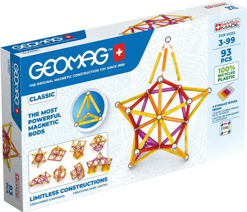 Classic Green Line Junior Recycled - Magnetisch Constructiespeelgoed - 93-delig - Vanaf 3 jaar by Geomag in Multikleur – product photo