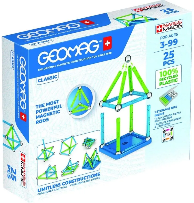 Classic Green Line Recycled - Magnetisch Constructiespeelgoed - 25-delig - Vanaf 3 jaar de Geomag en Multikleur – photo du produit