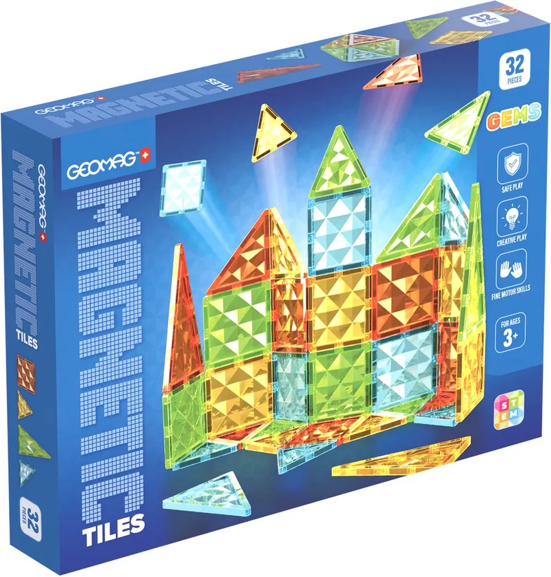 Educatief speelgoed - Panelen - Tiles - Magnetische bouw panelen - Gerecycled kunststof - Milieubewust - 32-delige set de Geomag en Multicolor – photo du produit